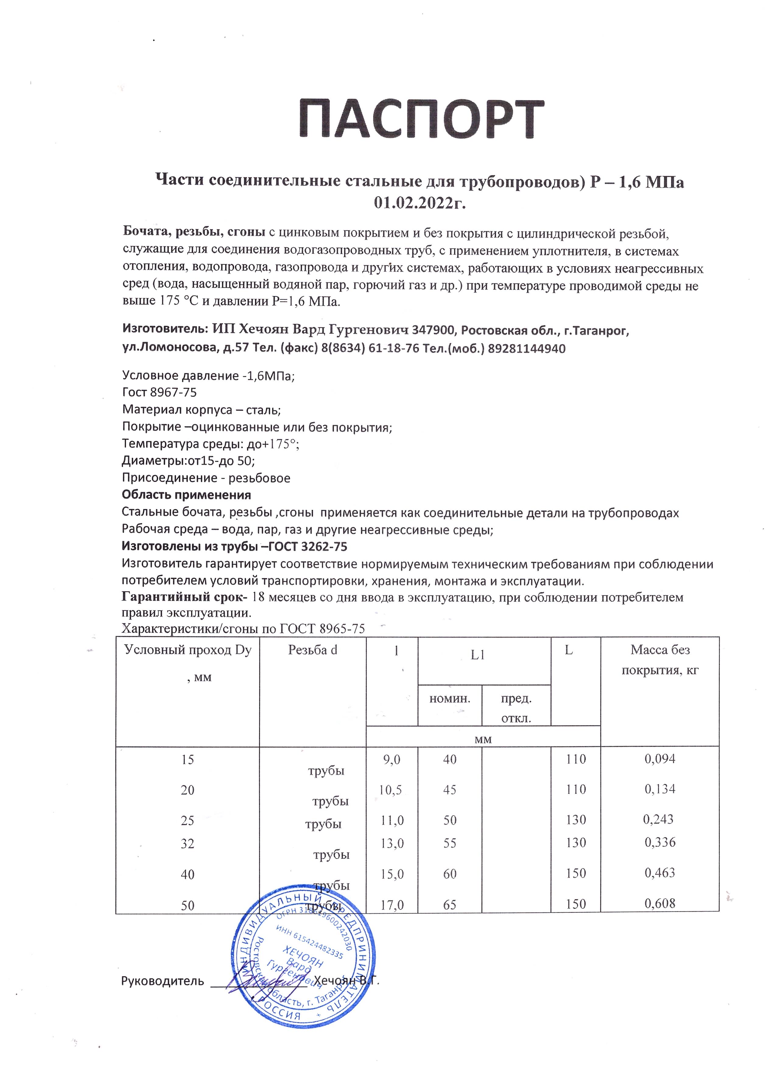 Сгон сталь Ду 15 L=90мм